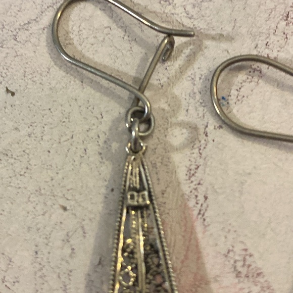 925 Sterling Silver Lapis Lazuli Dangle Drop Earrings Blue Bohemian - Picture 5 of 6